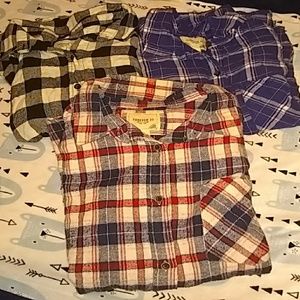 3 women's plaid shirts
